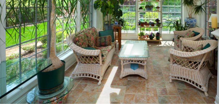 Living Space with Stylish Sunroom Flooring
